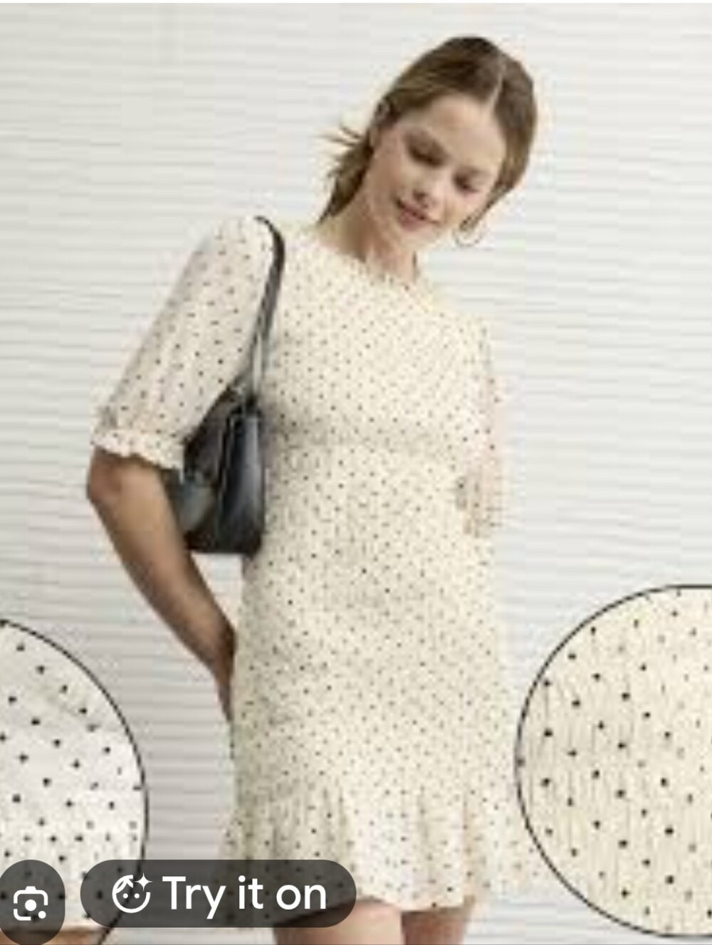 NWT American Eagle Smocked Polka Dot Dress Women's XS $60 Black Cream